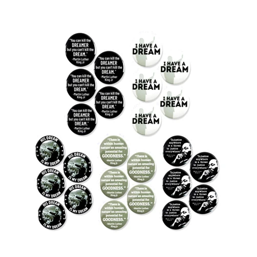 WACKYBUTTONS.COM YOUR SOURCE FOR QUALITY BUTTONS Dr. Martin Luther King Jr. Day Pinback Buttons – Honoring His Dream – MLK Celebration Badges for Schools, Events & Black History Month – Ideal for Memorials & Tribute Events – 2.25 Inch (25-Pack)