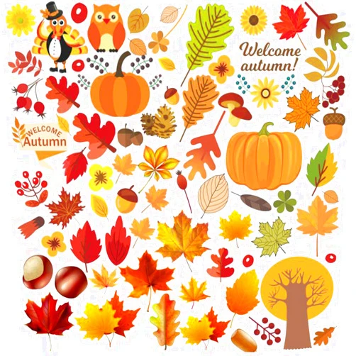 PPCAT Thanksgiving Turkey Maple Leaf Wall Decals Autumn Fall Leaves Window Clings DIY Ornaments for Party Wall Art Decor