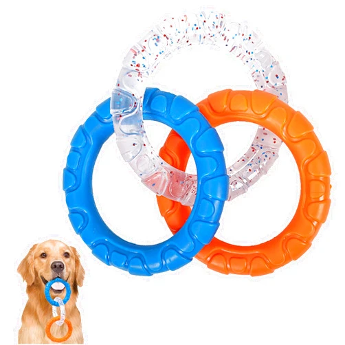 ETIAL Rubber 3-Ring Tug Dog Toy, Indestructible Pull Toy for Training and Teeth Cleaning, Interactive Tug of War Dog Chew Toy for Aggressive Chewers, Outdoor Puppy Ring Toy for Small Medium Large Dogs