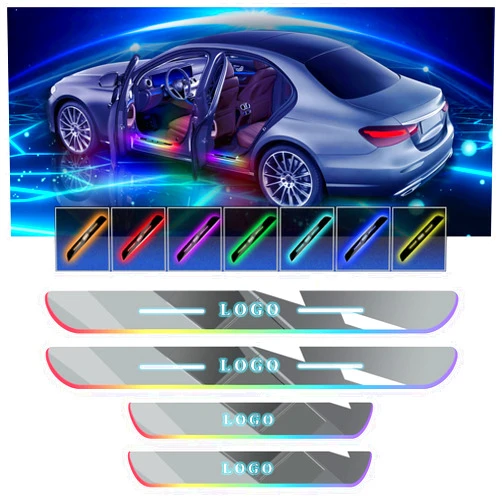 LINPOK LED Door Sill Lights, 2Pcs Wireless Car Door Lights, Bloomcar LED Door Sill with 7 Lighting Colors, Auto-Sensing, IP67 Waterproof, Customized Door Lights Logo for All Car Models