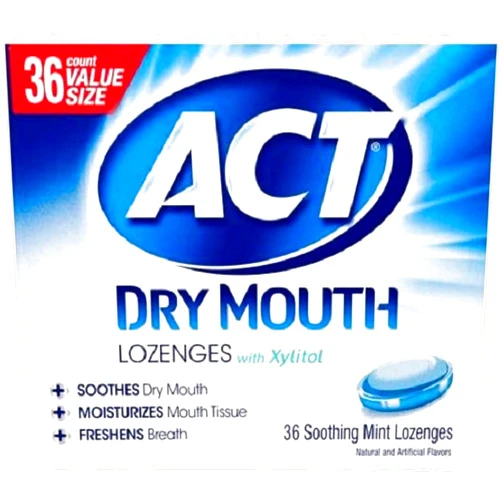 ACT Total Care Dry Mouth Lozenges Mint 36 Count Per Box (2 Boxes)
