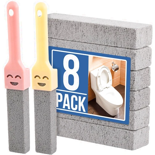 Navona 8 Packs Pumice Stone for Cleaning with 2 Universal Handle,Grey Pumice Stone Cleaner for Cleaning Toilets, Bathrooms, Kitchens, Spas, Pools, Household Cleaning