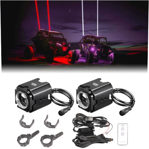 KEMIMOTO Whip Lights for Side by Side w/ 1.5''-2'' Tube Clamp Kit Compatible with Polaris RZR Can-Am Maverick X3 CFmoto Kawasaki, Spot Beam Pod Lights Whipless LED Whip Lights