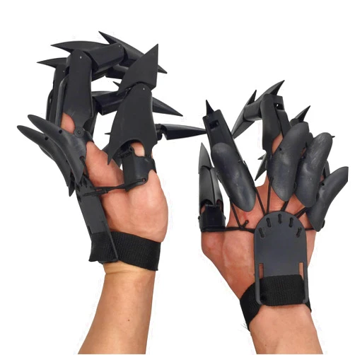 CHROX Skeleton Hand Bone Claw, 3D Printed Finger Extensions, Finger Gloves Halloween Cosplay, Halloween Articulated Fingers Flexible Joint Skeleton Hands Fits All Finger Sizes