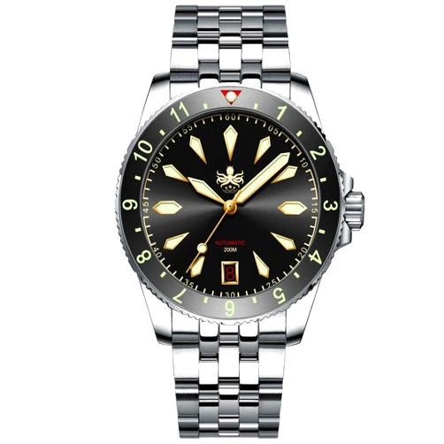 PHOIBOS Voyager Men's Automatic Diver's Watch 316L Stainless Steel Case&Bracelet with 200M Water Resistance PY035