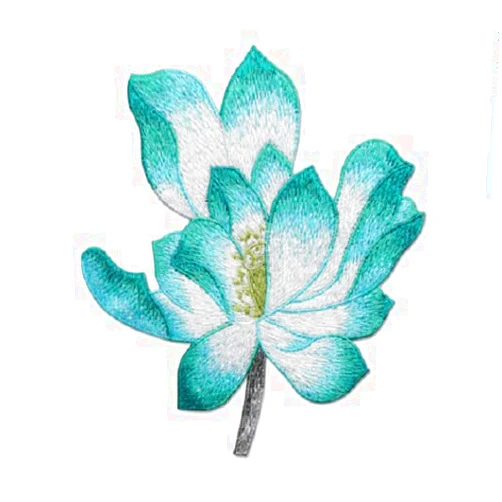Shopdp Beautiful Lotus Flower Patch, Elegant Lotus Blossom Embroidered Applique for Clothes Backpacks T-Shirt Jeans Skirt Vests Scarf Hat Bag (Green Lotus)