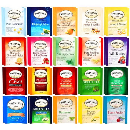PRIME Twinings Tea 40 Herbal Sampler , Decaf Sampler, and all Tea Varities Sampler Try all the flavors (Herbal & Decaf 40 Flavors)