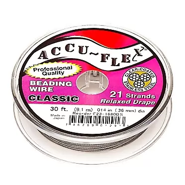 Accu-Flex Beading Wire Clear Nylon-Coated Stainless Steel 21-Strand 0.014-inch Diameter 30-Foot Spool