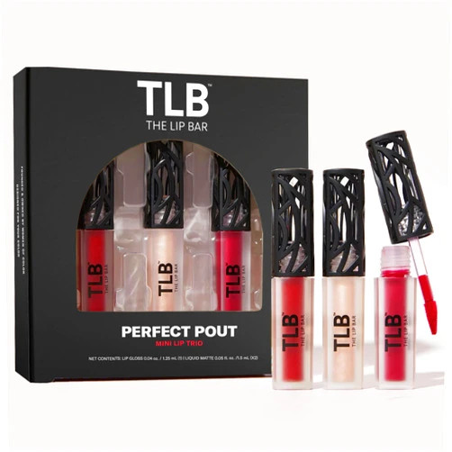 The Lip Bar - Perfect Pout Mini Lip Trio Gift Set (3 Products) - Nonstop Liquid Matte Lipstick & Non-Sticky Lip Gloss - Travel Size - Gift Box - Vegan, Gluten Free, Cruelty Free - Makeup & Cosmetics