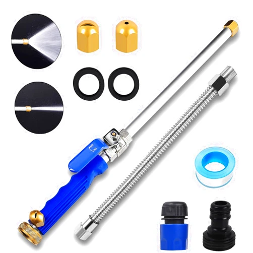 CARFKA High Pressure Power Washer Wand, Watering Sprayer Cleaning Tool, Upgraded Hydro Jet Water Hose Nozzle with 2 Different Nozzles, Quick Connect FlexibleWand Lance for Gutter Patio Car Pet Window (blue)