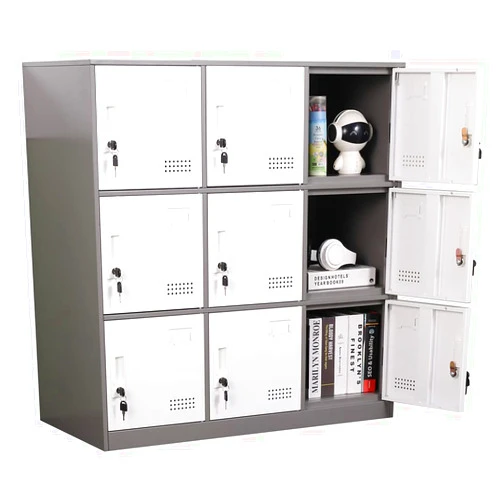 ICHENGGD Metal Locker 9 Door Storage Cabinet, Steel Storage Lockers for Employees, Lockable Metal Cabinet with Lock and Ventilation, Office School Gym Storage Organizer