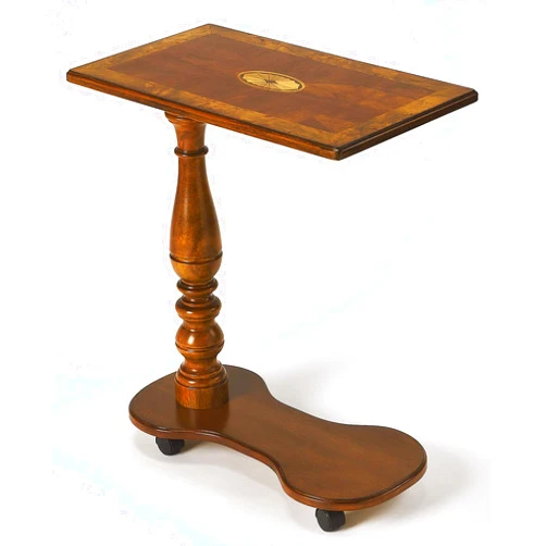 Kensington Row Furniture Collection Portable Tables - Sorrento Inlaid Portable Table - Rolling Tray Table with Inlaid Marquetry - Olive Ash Burl Finish