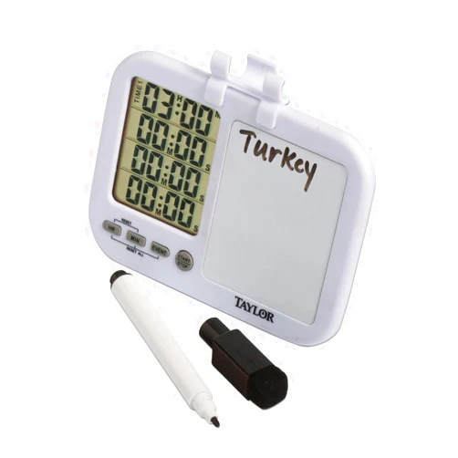 Taylor 5849 Four-Event Digital Timer with Whiteboard for School, Learning, Projects, and Kitchen Tasks, white
