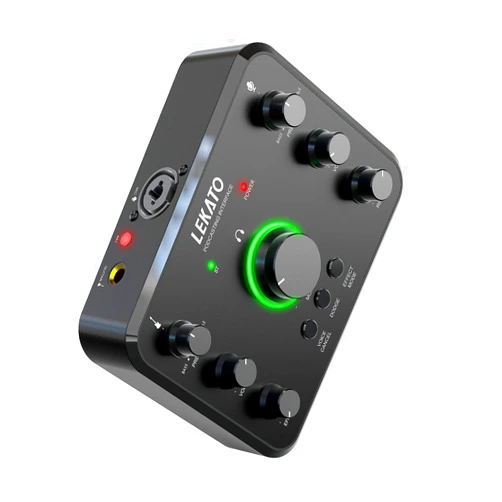 LEKATO Bluetooth Audio Mixer, Rechargeable USB Audio Interface with XLR Mic, Hi-Z Line, Individual Control, 24bit/96kHz, 48V Phantom Power, PC Mixer for Gaming Vocal Streaming Podcast Recording