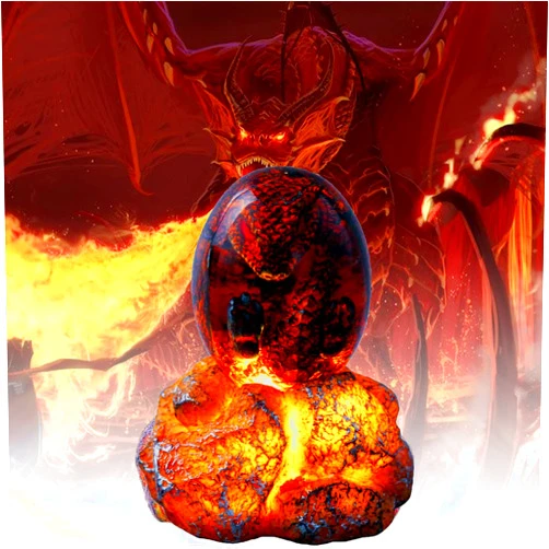 MMSBOG Lava Dragon Egg with Luminous Base,Dream Crystal Transparent Handmade Dragon Sculpture,3 Colors Resin Fire Pocket Dragon Statue Souvenir,Exquisite Unique Figurines Ornament Gift (Red)