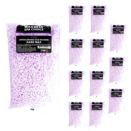Waxness Spa Choice Purple Jasmine Demi Creamy No Rosin Hard Wax Beads 2.2 lb / 1 kg Pack of 12