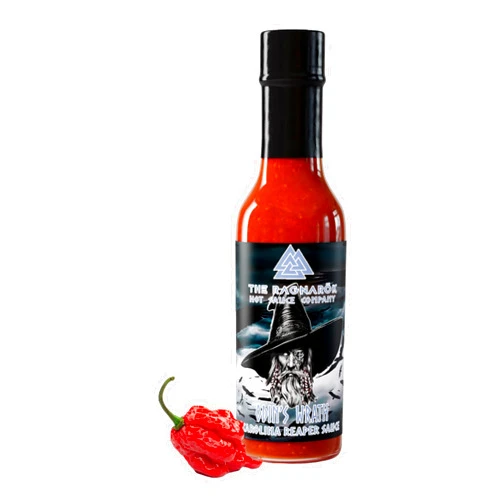 The Ragnarok Hot Sauce Company Odin’s Wrath Carolina Reaper Hot Sauce - Vegan Sauce With Fiery Blend Of Carolina Reaper, Peri Peri And Piquillo Peppers - 5oz Bottle