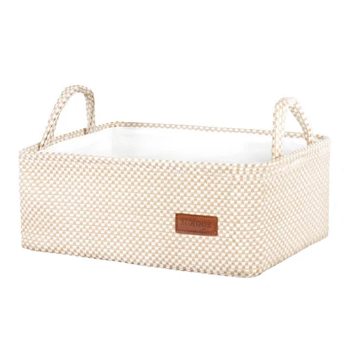 QiANBiRD Small Storage Basket for Organizing，Collapsible Fabric Basket Bins for Shelves, Closets, Laundry, Nursery,Toys,Books,Decorative Basket for Gifts Empty with Handles,15