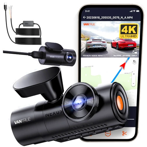 VANTRUE [ Bundle-2 Items: Vantrue N4 Pro 4K 3CH + Hardwire Kit ] True 4K Wi-Fi 3-Channel Dashcam, STARVIS 2 IMX678 Night Vision, Infrared Cabin Camera, 4K HDR, Voice Control, GPS Car Cam for Taxi Uber Drivers