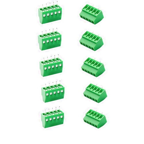 Lagogia 150V 6A 2.54mm/ 0.1inch Pitch 5 Pin PCB Mount Screw Type Terminal Block Connector, Pack of 10