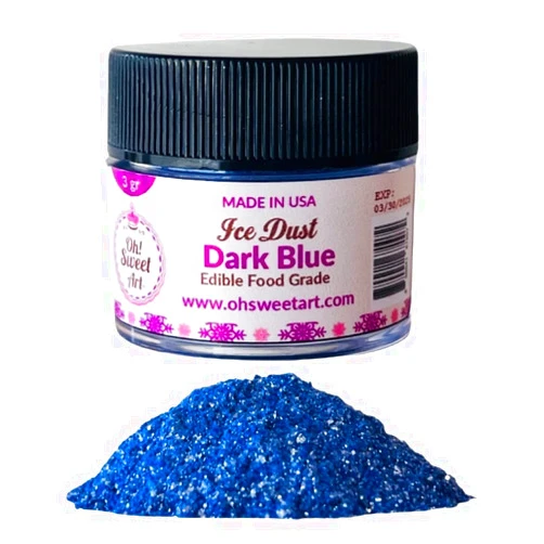 Oh! Sweet Art Oh Sweet Art - Ice Dust - Edible Glitter For Decorating Cakes, Cupcakes, Cake Pops, & More - Sprinkle on Sparkle and Luster to Sweets - Kosher, Food-Grade Coloring - Dark Blue - 3 grams