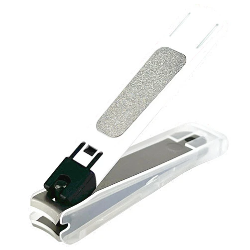 Generic Kai Nail Clippers Type 001S White Stainless Steel Fingernail Toenail Thick Nail Clipper Cutter KE0121 with File & Catcher for Adult Seniors Men Women Made in Japan