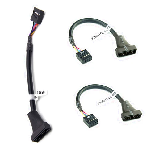 ThtRht 3 Pack USB 3.0 Header to USB 2.0 Motherboard Adapter 19 Pin to 9 Pin Connector Cable Front Panel USB3.0 to 2.0 Converter 19pin Male to 9pin Female for PC Computer Chassis Desktop Case