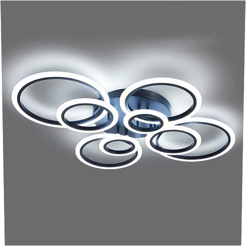 Shine LUEST Modern Ceiling Light, 41.3'' Dimmable LED Black Flush Mount Ceiling Lights with Remote Acrylic Round Ceiling Lamp Fixture for Low Ceiling Bedroom Living Room Dining Room, 108W