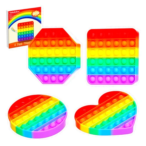 Kakukokas 4 Pack Fidget Toys,Pop Fidgets Pack Party Favors for Kids & Adults,Push Sensory Toys Bulk Toddler Toys,Stress Relief Gifts for Easter,Christmas,Party Supplies,Classroom Prizes