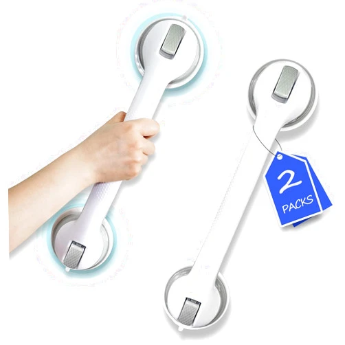 NCXSL Shower Grab Bar Suction Grab Bars for Shower 2 Pack 16 Inch Shower Handles for Elderly Suction Bathroom Grab Bars for Seniors Shower Grab Bars Suction Heavy Duty Waterproof No Drilling