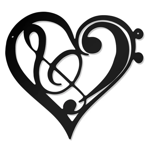 Zhengmy Heart Metal Music Wall Decor Musical Notes Metal Wall Art Vintage Music Theme Note Hanging Wall Sign for Music Room, Bedroom, Living Room or Classroom 13.78 x 12.6 Inches
