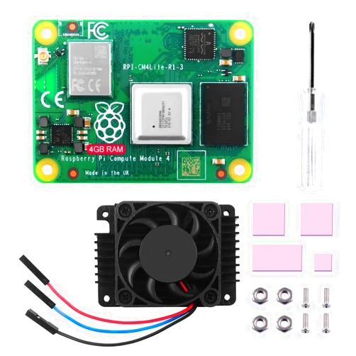 Generic Pi Compute Module 4 Comes with Heatsink and PWM Fan, The Power of Raspberry Pi 4 in A Compact Form Factor, 4GB RAM 0GB (Lite),2.4/5.0GHz Wi-Fi & Bluetooth 5.0 (CM4104000)