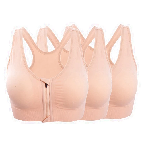 Ohlyah Women's Zipper Front Closure Sports Bra Racerback Yoga Bras