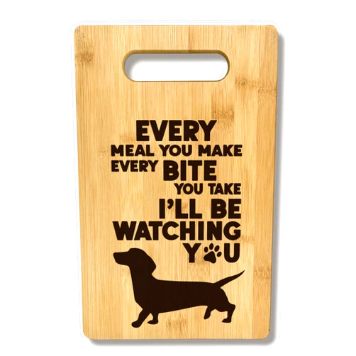 FONDCANYON Dachshund Gifts, Dachshund Gifts For Women, Dachshund Kitchen Decor, Every Meal You Make Every Bite You Take I'll Be Watching You Dachshund Weiner Dog Kitchen Bamboo Cutting Board Decor