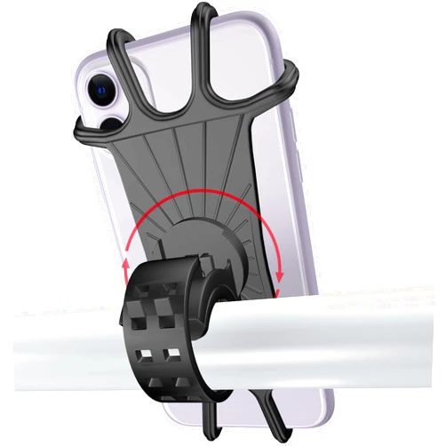Qseel Silicone Universal Bike Phone Holder, Motorcycle and Bicycle Handlebar Phone Mount, 360 Degree Rotatable Cellphone Mount Holder for 4.7 to 6.5 Inch iPhone Samsung Motorola Xiaomi Redmi Phones