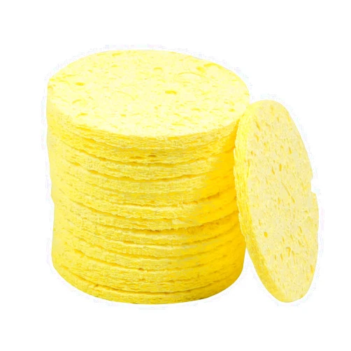 Fielect Thicker Soldering Sponge Soldering Sponge 55mmx55mmx11mm for Iron Tips Cleaner Soldering Iron Cleaning Sponge, 20Pcs, Yellow, Round