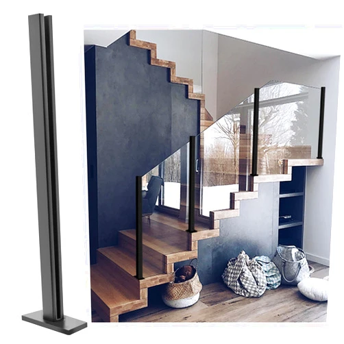 Qrooviiy 35.6in ​Glass Railing Post,T304 Stainless Steel Post with Spigot Slots for Thickness 5/16