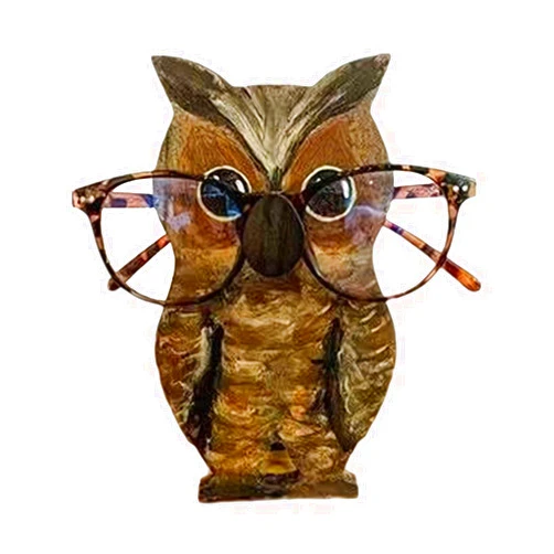 Generic Animal Glasses Holder Stand,Handmade Wood Carved Animal Eyeglass Holder,Cute Creative Puppy Dog Owl Penguin Glasses Holder,Pet Glasses Stand,Sunglasses Display Stands for Home Office Desk Nightstand1