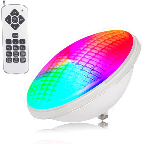 TPMAFF LED Pool Lighting PAR56 RGB Color Changing Pool Bulb IP68 Waterproof LED Underwater Spotlight 12V Low Voltage Light Bulb for Garden Pool Landscape (with Remoter)