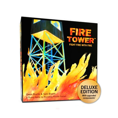Runaway Parade Games Deluxe Fire Tower Board Game- Fight fire with fire in This Fast paced, Competitive Strategy Game | Easy to Learn | 10+ | 15-30 min