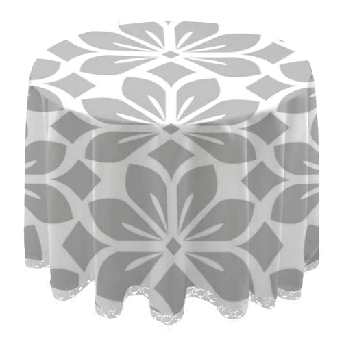 Tangkunup Round Tablecloth with Lace - Washable Circle Tablecloth for Dining Table, Tear Resistant Stylish Graphic Table Cloth 60 Inch