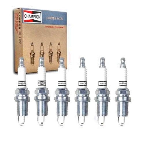 Sixity Auto 6 pc Champion Copper Plus Spark Plugs compatible with Jeep Wrangler 4.0L L6 1999-2006
