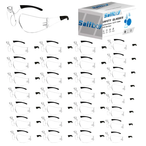 Salfboy Safety Glasses Ansi Z87.1 Clear Safety Glasses Bulk Impact Resistant Lens Protective Eyewear for Men Women