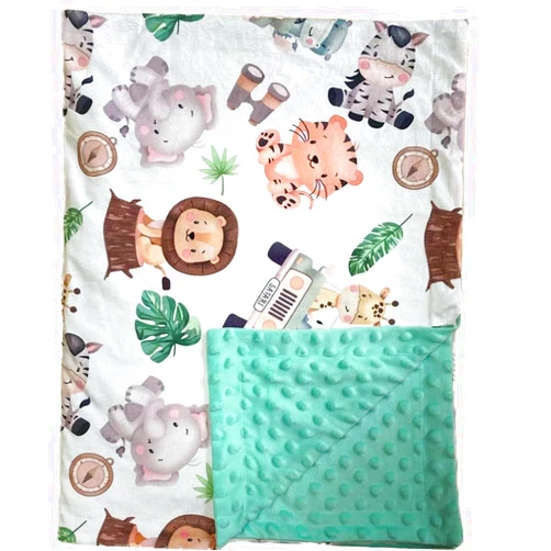 Citihomy Baby Blanket for Girls Boys Animal Minky Super Soft Double Layer Receiving Blanket with Dotted Backing for Newborns Nursery Stroller Receiving Toddlers Crib Bedding 30x40Inch (Lion Elephant)