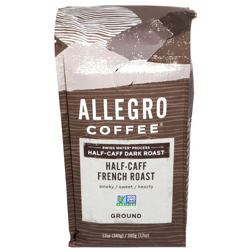 Allegro Coffee Half Caff, French Roast Ground Coffee, 12 oz