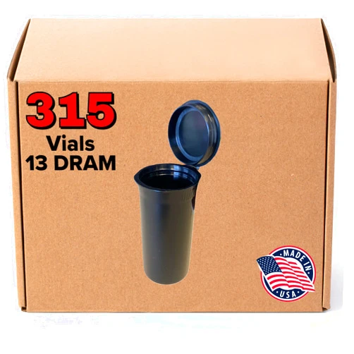 Evo Plastics 315 Black Vials - 13 DRAM Pop Tops - BPA Free Medical Grade Plastic - USA Made