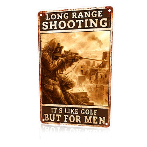 Macago Long Range Shooting It's Like Golf But For Men Home Decor Retro Metal Tin Sign 8x12 inch