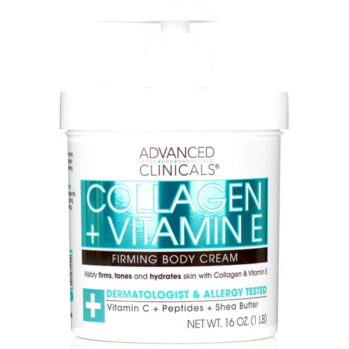 Advanced Clinicals Collagen Cream W/Vitamin E & Cocoa Butter Firming Body Lotion & Face Moisturizer For Women | Skin Firming & Tightening Crepey Skin Care Treatment | Body Skin Care Products, 16 Oz