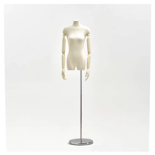 CRUSIO Mannequin Torso with Metal Stone Base White AdjustableHeight Sewing Mannequin with Wood Arm (Size : A)
