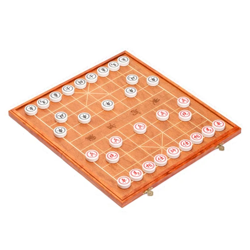 Yellow Mountain Imports Chinese Chess (Xiangqi) Set with Folding Rosewood Veneer Board (16.3-inch) and Acrylic Playing Pieces